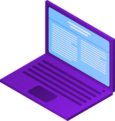 Purple laptop icon isometric style vector