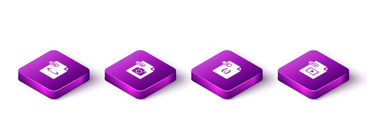 set isometric xml file document raw js and mp4 vector