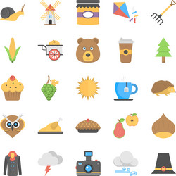 Autumn Icon Set - Flat Style Vector Image