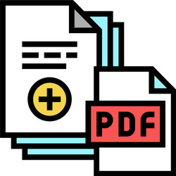 Documentation scan adding in pdf file color icon vector