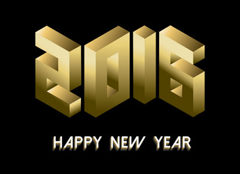 New year 2016 gold isometric 3d greeting card vector