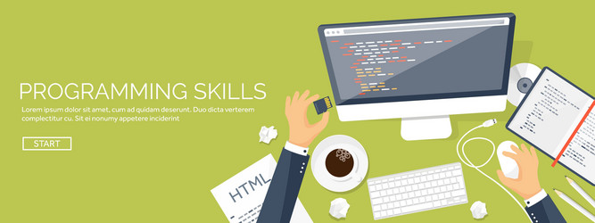 programmingcoding flat computing background vector image