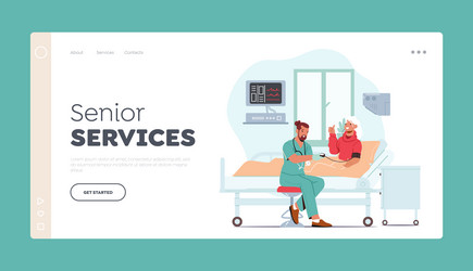 Senior services landing page template old patient vector