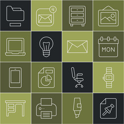 set line note paper with push button wrist watch vector image