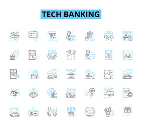 tech banking linear icons set fintech blockchain vector