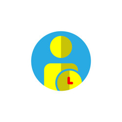 user flat icon with time symbol editable stroke vector image