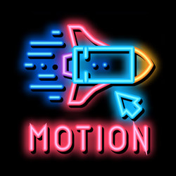 Work with rocket objects in action neon glow icon vector