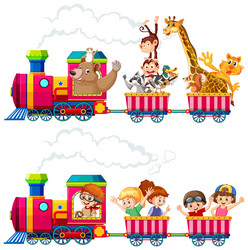 Cute animals ride train fun zoo trains toddler Vector Image