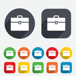 Briefcase Icon Set - Circular Buttons vector image