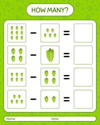how many counting game with lettuce worksheet vector image