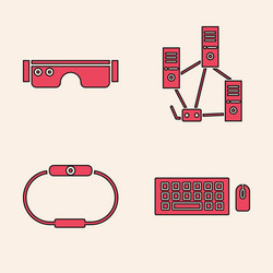 set keyboard and mouse smart glasses computer vector image