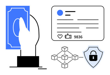 digital financial transaction with blockchain vector image
