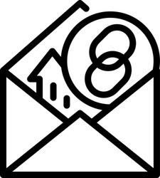 hyperlink mark in envelope icon outline style vector image