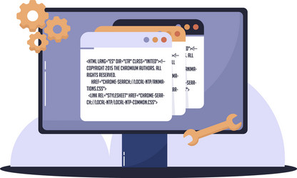 isolated pc screen programming vector image