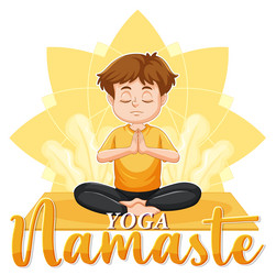 man doing yoga with text vector