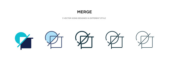 Merge icon in different style two colored vector