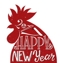 Red rooster symbol of 2017 greeting card for new vector