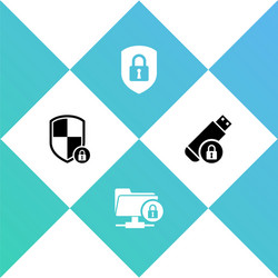 set shield security with lock ftp folder vector image
