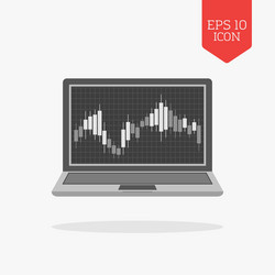 Laptop with candlesticks chart on screen icon vector