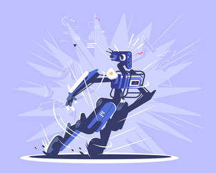 Robot police officer flat cyborg humanoid vector