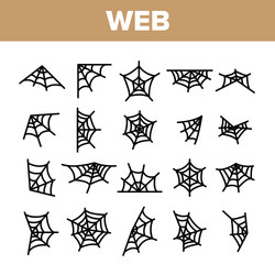 Spider web cobweb linear icons set vector
