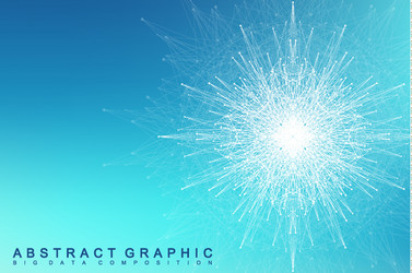 fractal element with connected lines and dots big vector image
