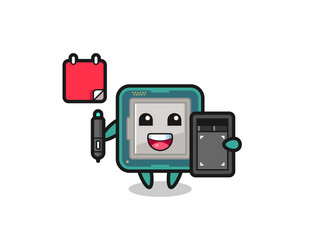 Processor mascot as a graphic designer vector