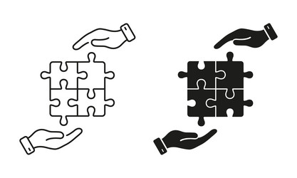 puzzle and human hands icon problem solving vector image