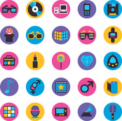 Retro flat block style icon set design vector