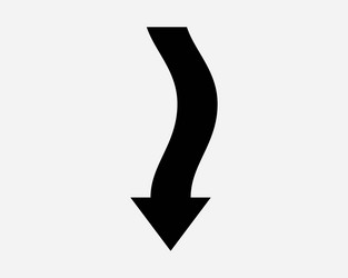 wavy arrow down icon point south curve pointer vector image