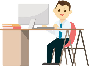 Young business man working on desk with computer vector