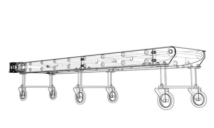 3d outline conveyor belt rendering of vector