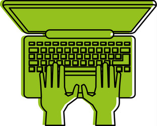 hands typing on laptop computer topview icon image vector image