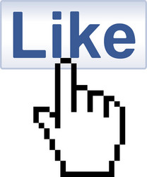 Like button and pixelated hand cursor vector