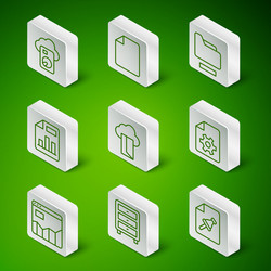 set line note paper with push button archive vector image
