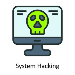 system hacking fill outline icon design ill vector image