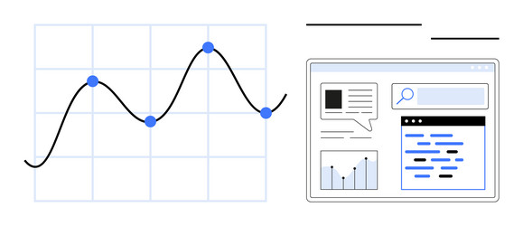 data analysis visualization with graph and digital vector image