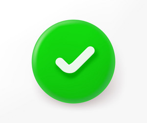 green button with checkmark 3d style vector