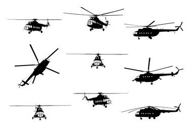 Helicopter Silhouettes Set vector
