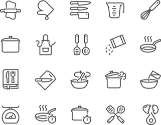 Kitchen line icons Royalty Free Vector Image - VectorStock