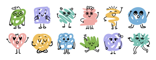 abstract funny scribble characters different vector image