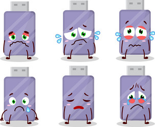 flashdisk cartoon in character with sad expression vector image