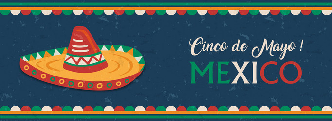 happy cinco de mayo mexican mariachi hat banner Vector Image