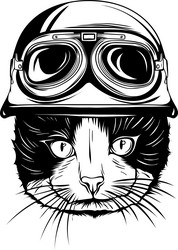 Cat head in vintage monochrome vector