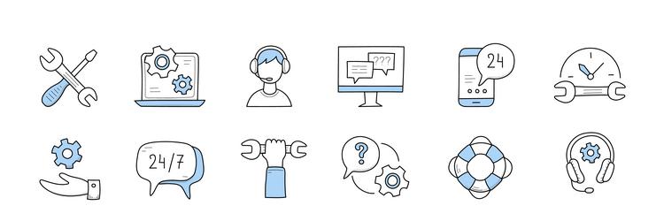 Helpdesk line icons and signs support Royalty Free Vector