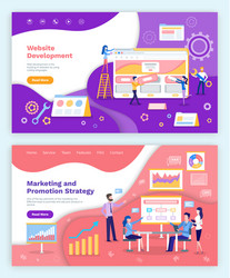 Website development marketing and promotion set vector