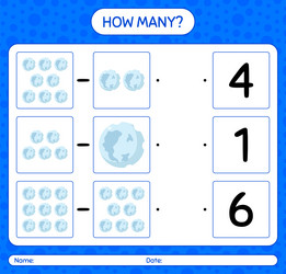 how many counting game with full moon worksheet vector image