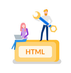 html programming man developer with instrument vector