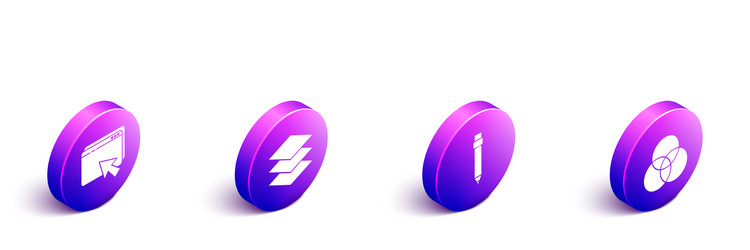 set isometric web design and development layers vector image