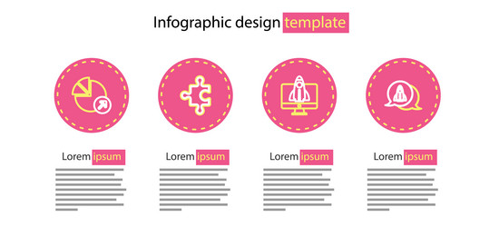 Set line startup project concept piece of puzzle vector